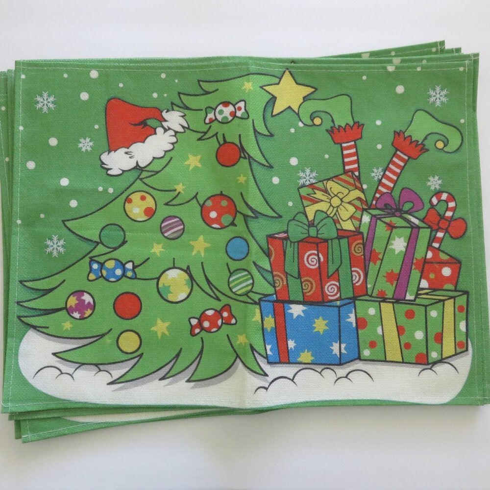 (#108) Christmas multi Color Placemats- Set of 4